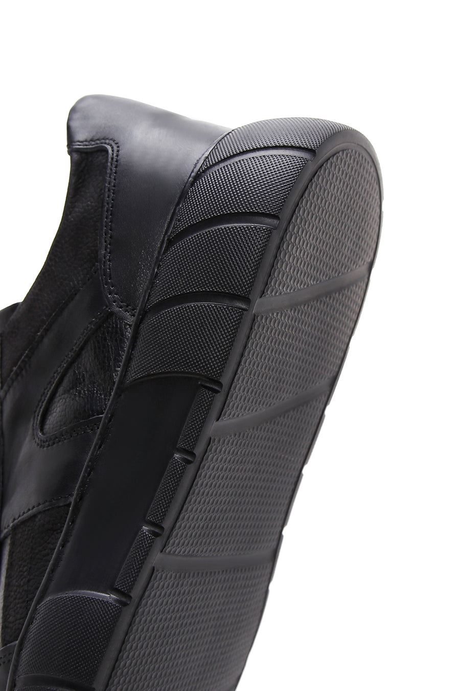 Men's Black Leather Thick Soled Sneaker