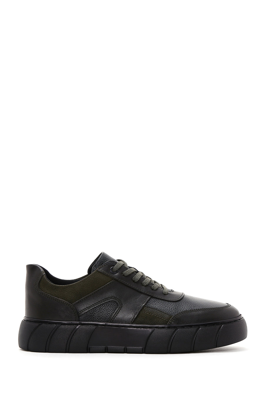 Men's Green Leather Thick Soled Sneaker 23WFD694914 | Derimod