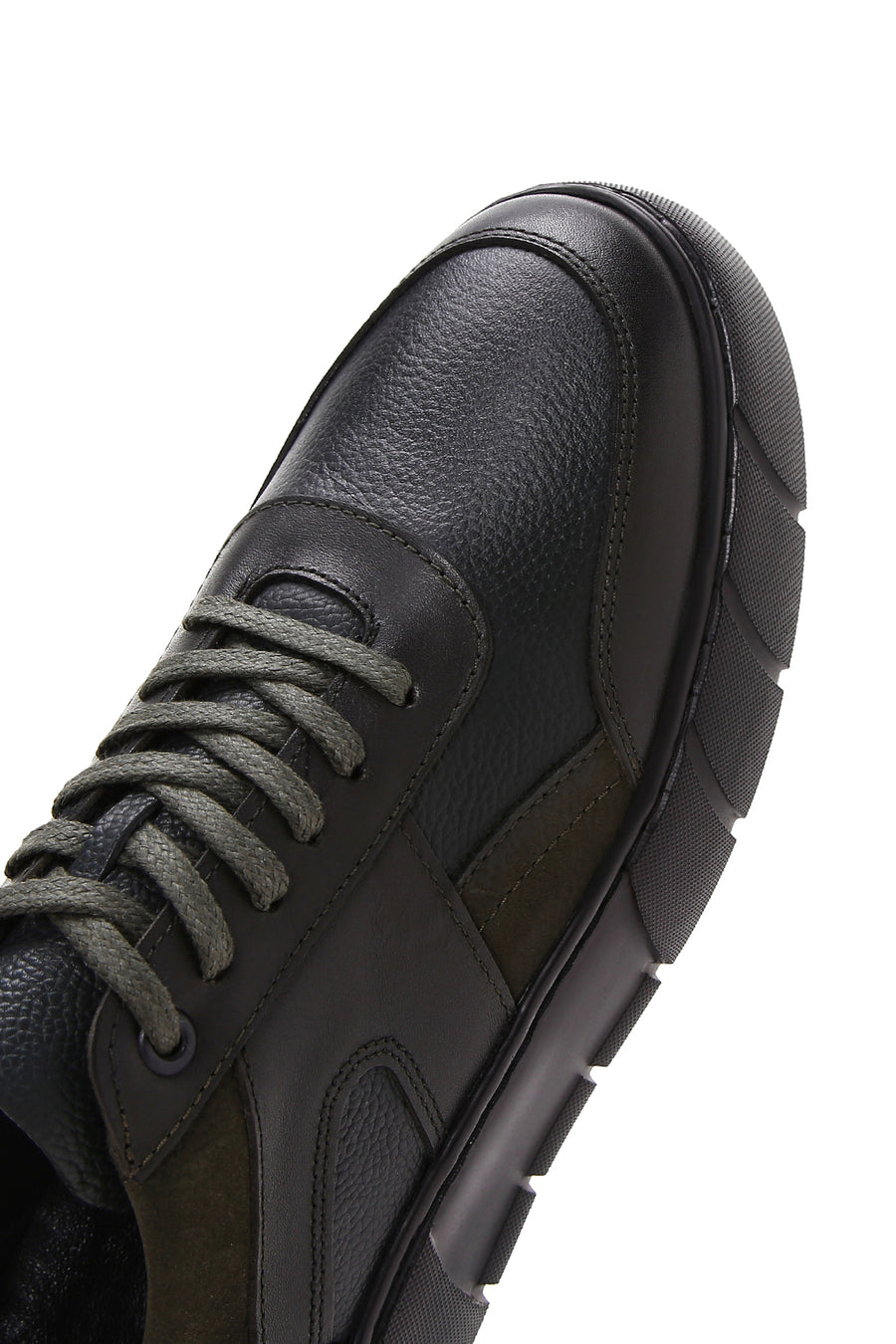 Men's Green Leather Thick Soled Sneaker