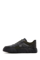 Men's Green Leather Thick Soled Sneaker | Derimod