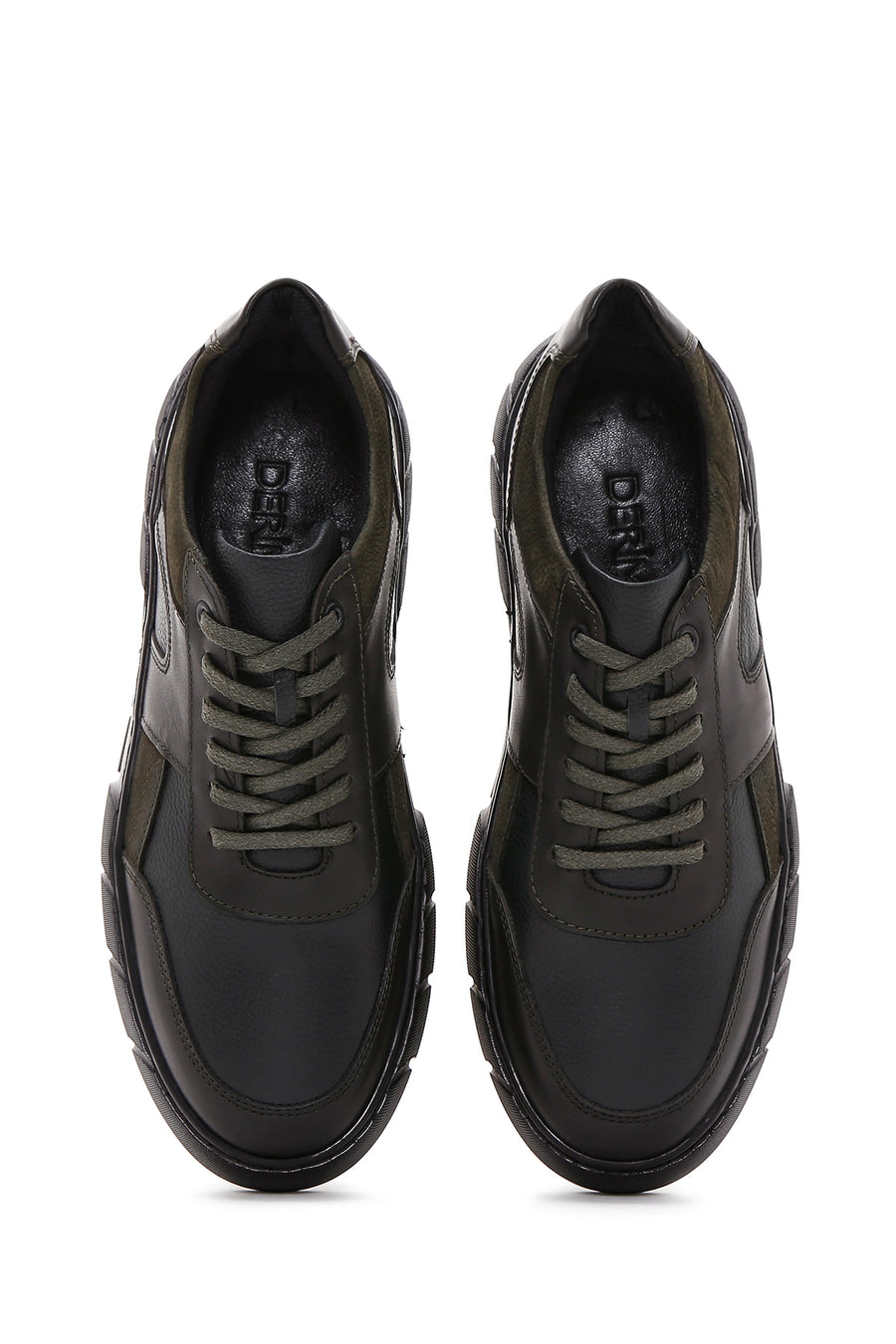 Men's Green Leather Thick Soled Sneaker