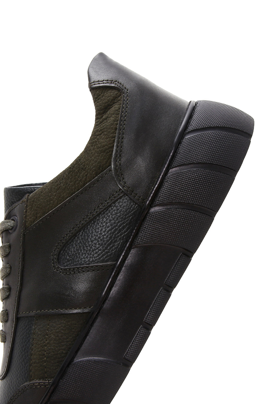 Men's Green Leather Thick Soled Sneaker