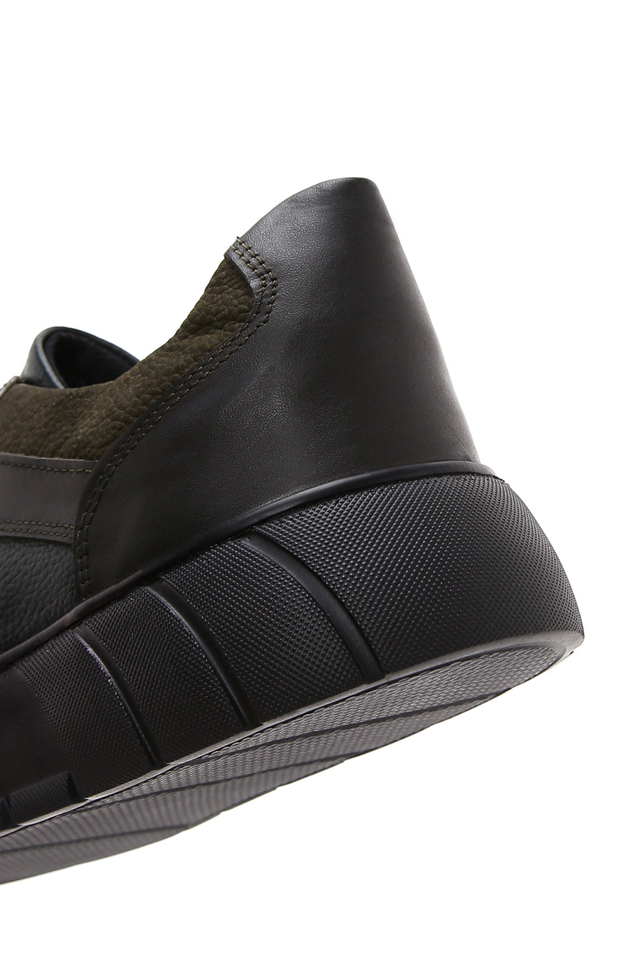 Men's Green Leather Thick Soled Sneaker