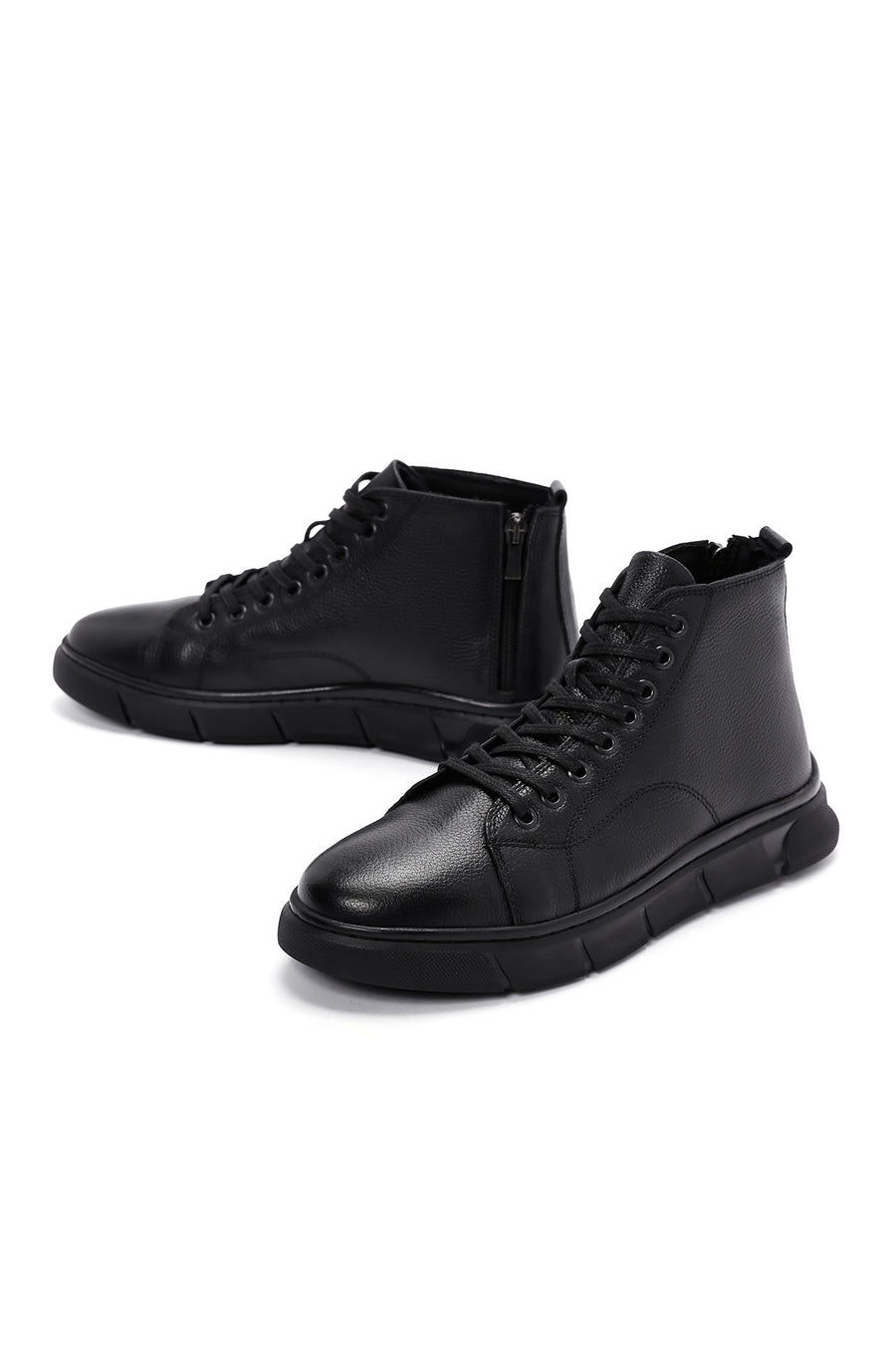 Men's Black Leather High Top Sneaker