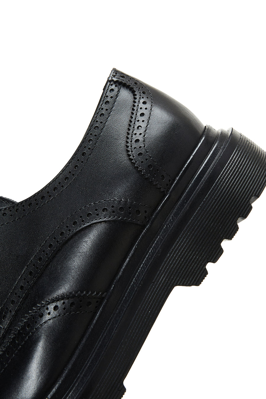 Men's Black Leather Thick Soled Casual Shoes