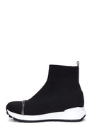 Women's Black Stone High Top Sneaker | Derimod