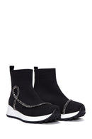 Women's Black Stone High Top Sneaker | Derimod
