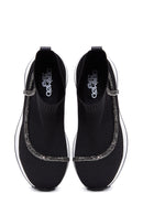 Women's Black Stone High Top Sneaker | Derimod