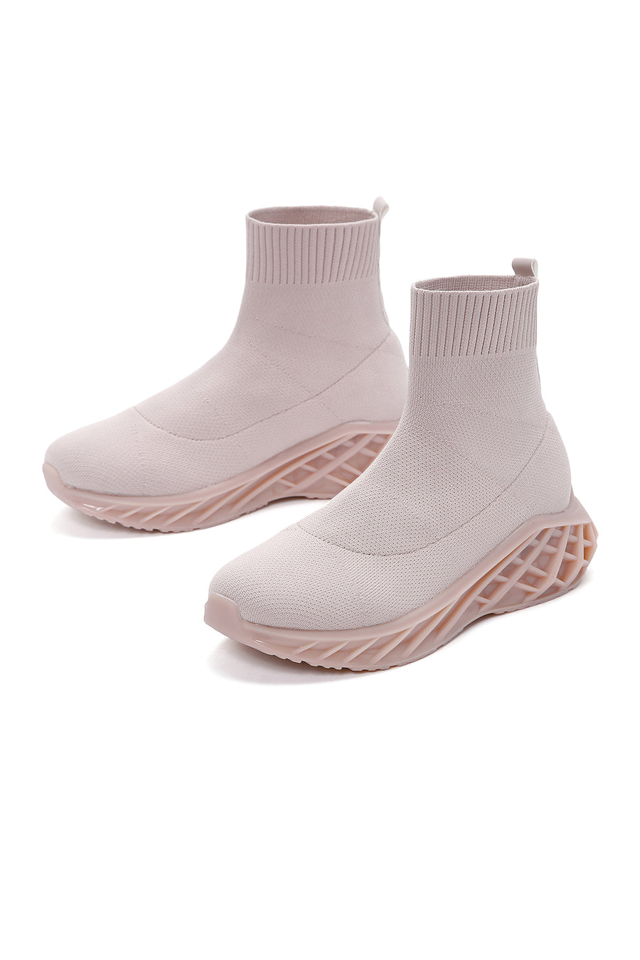 Kadın Bej Kalın Tabanlı Bilekli Sneaker