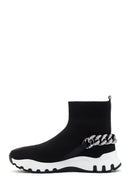 Women's Black Thick Sole High Top Sneaker | Derimod