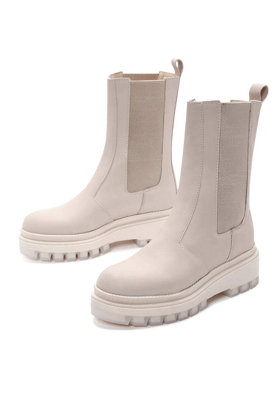 Women's Beige Thick Soled Chelsea Boots