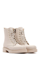 Women's Cream Zippered Boots | Derimod
