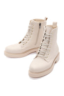 Women's Cream Zippered Boots | Derimod
