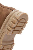 Women's Tan Suede Thick Soled Zippered Boots | Derimod