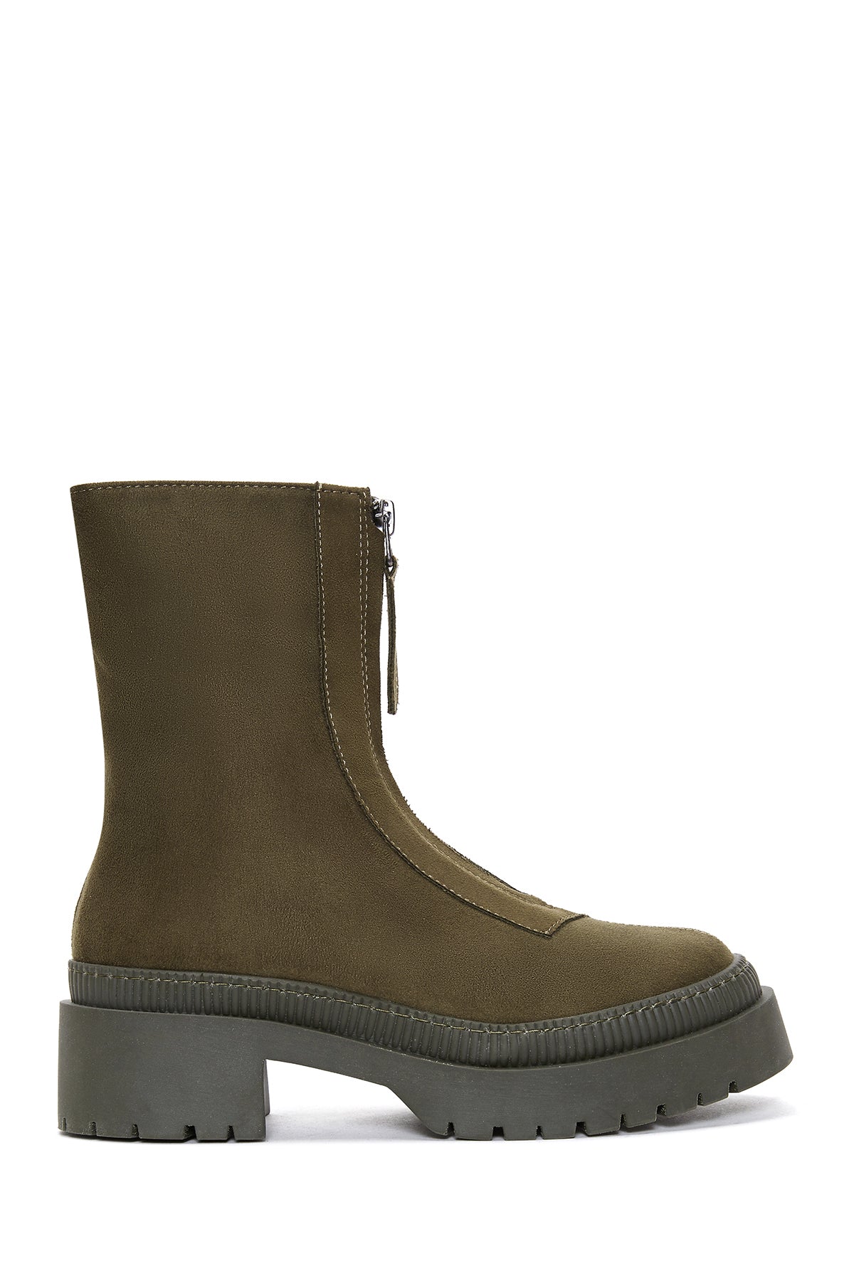 Women's Khaki Zipper Boots 23WFE221210 | Derimod