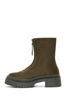 Women's Khaki Zipper Boots | Derimod