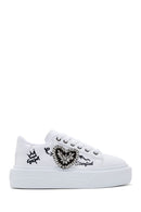 Women's White Stone Sneaker | Derimod