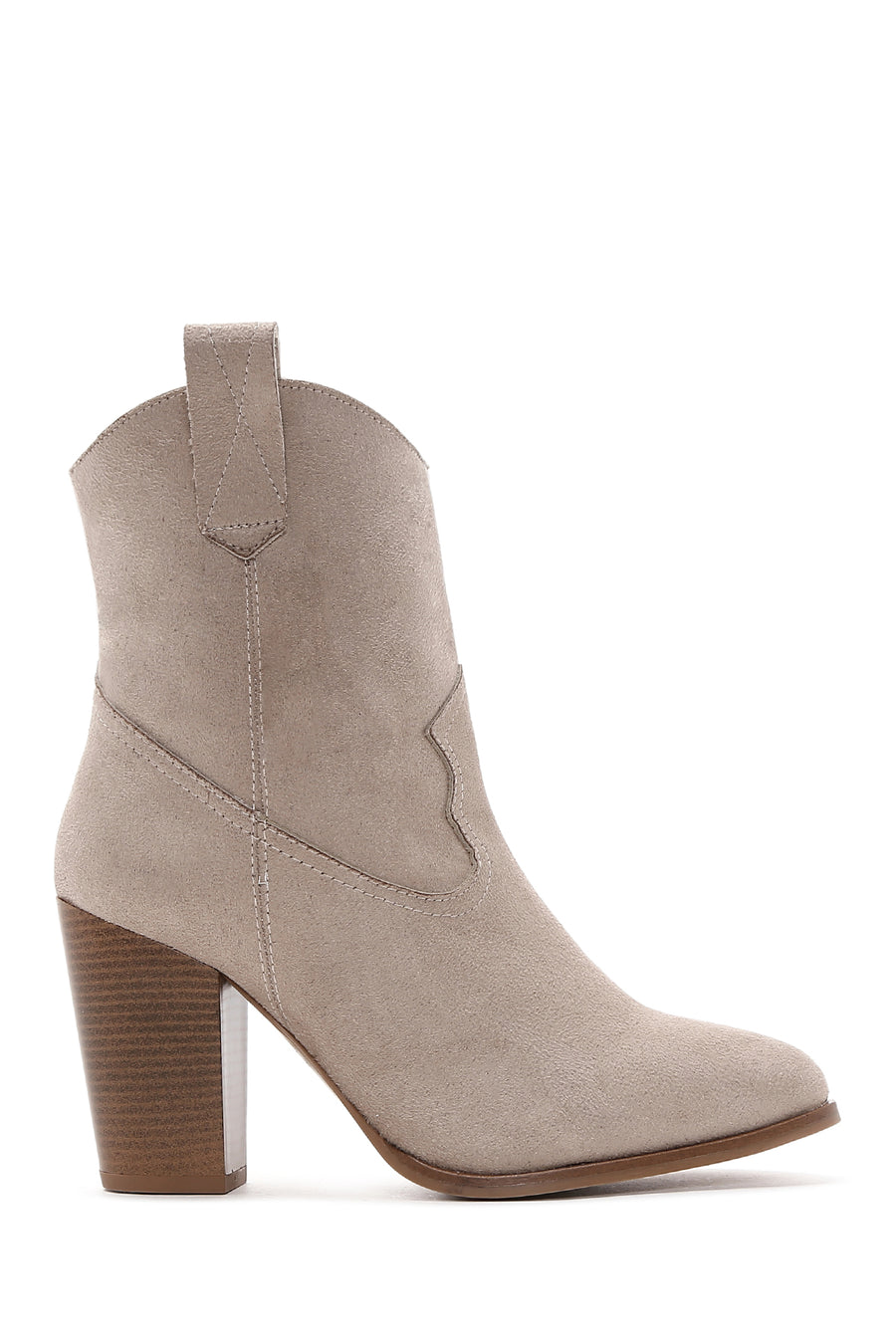 Women's Beige Suede Heeled Cowboy Boots 23WFE251510 | Derimod