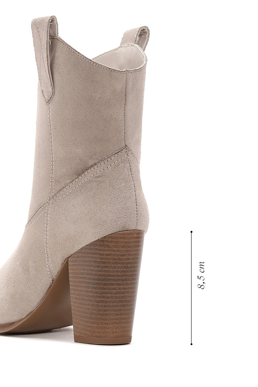 Women's Beige Suede Heeled Cowboy Boots