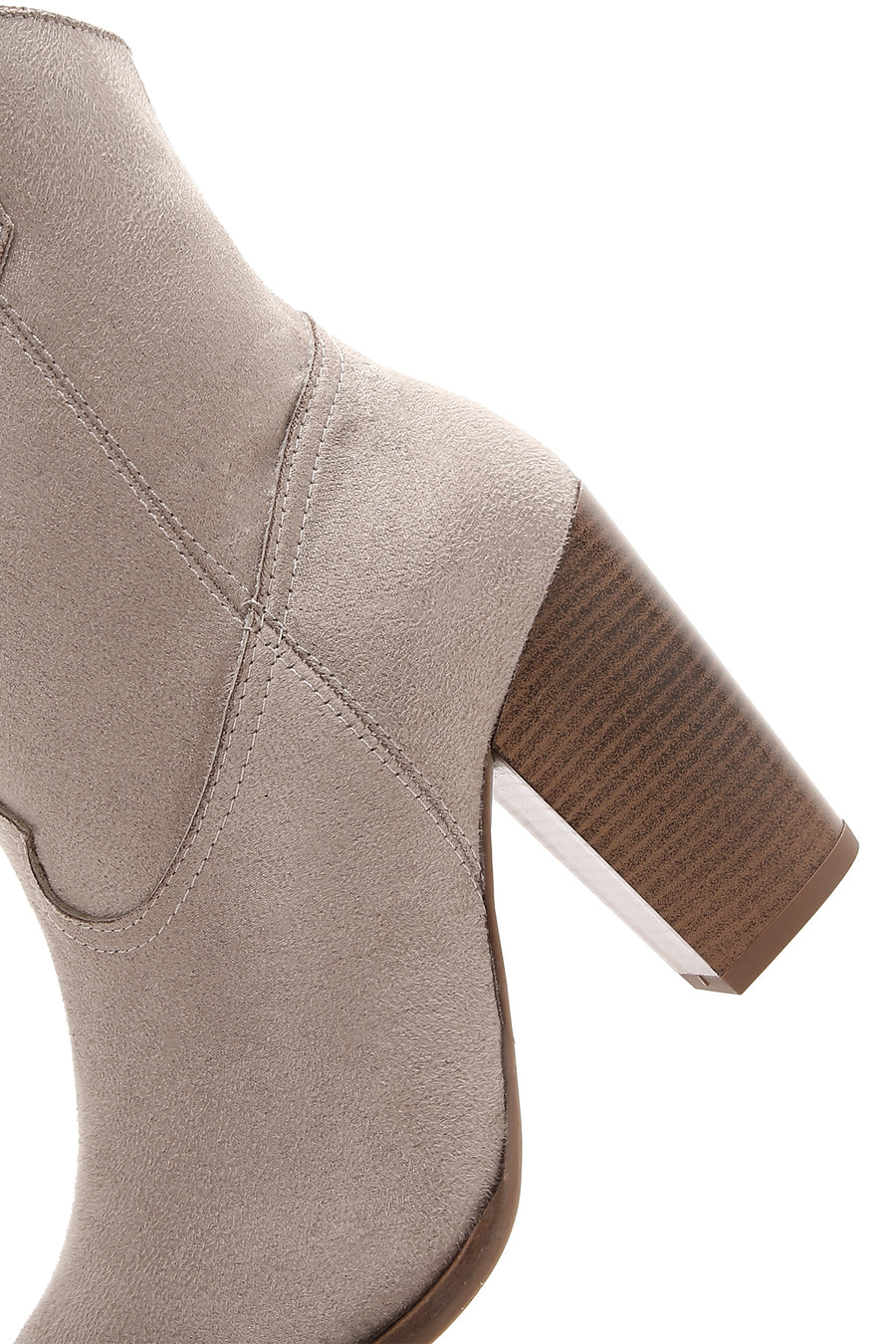 Women's Beige Suede Heeled Cowboy Boots