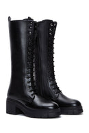 Women's Black Zippered Heeled Boots | Derimod