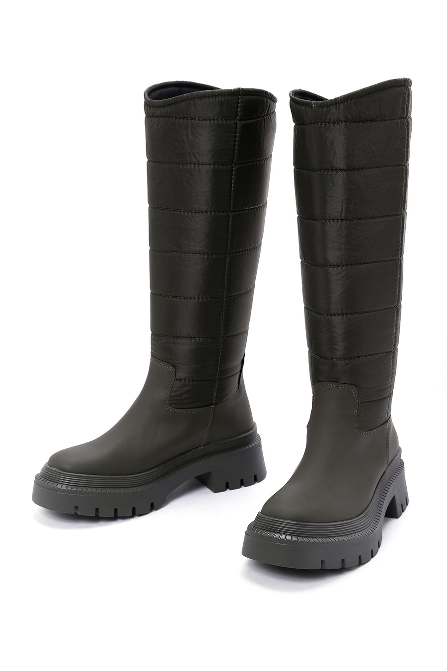 Women's Khaki Thick Soled Casual Boots