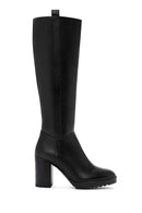 Women's Black Thick Heeled Zippered Boots | Derimod