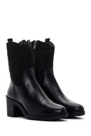 Women's Black Heeled Cowboy Boots | Derimod