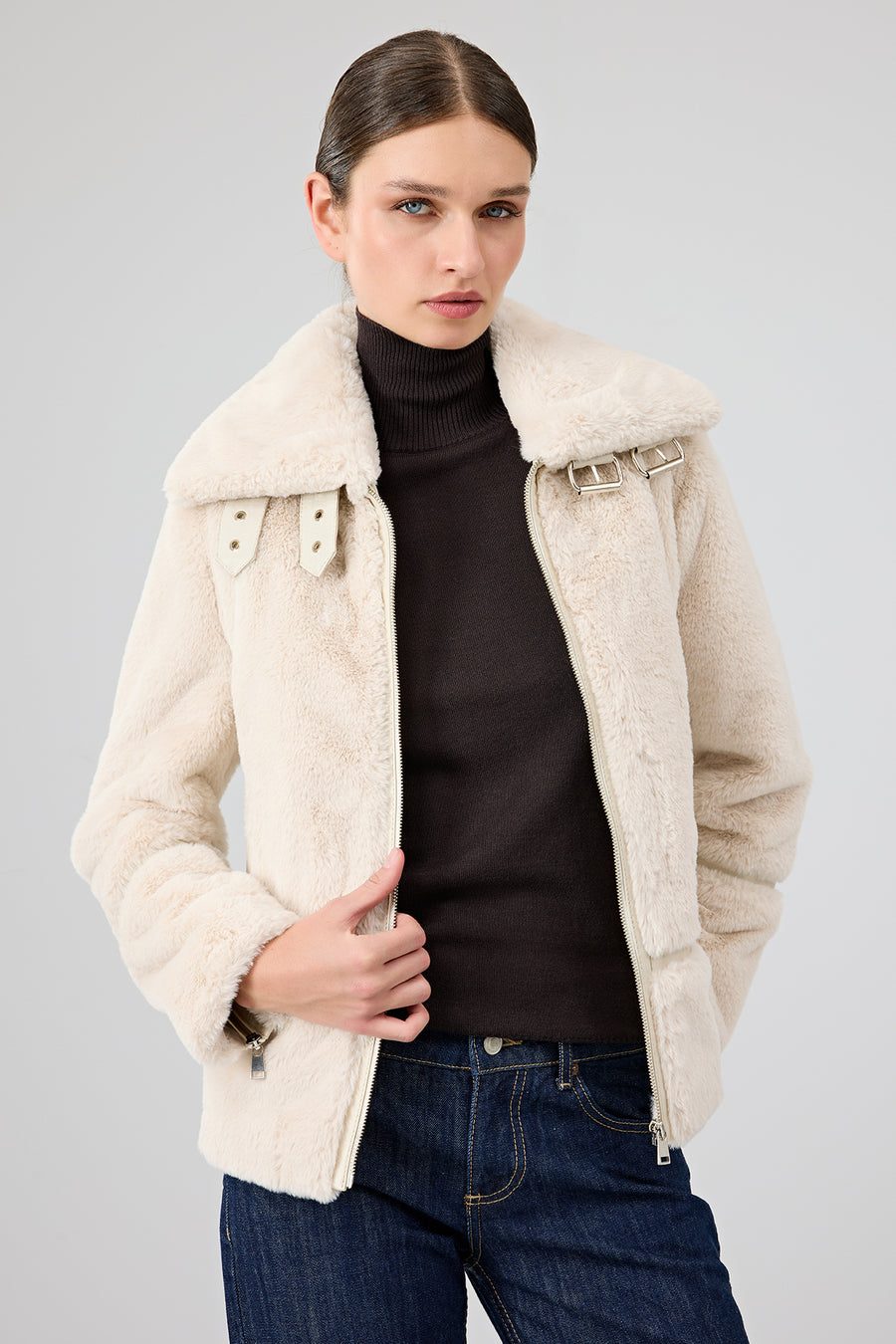 Sevilla Women's Beige Teddy Coat
