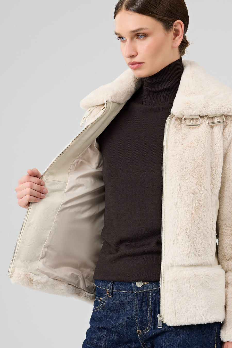 Sevilla Women's Beige Teddy Coat