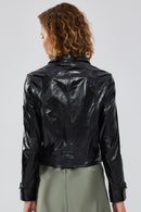 Sirena Women's Black Short Leather Jacket | Derimod