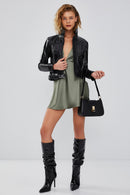 Sirena Women's Black Short Leather Jacket | Derimod