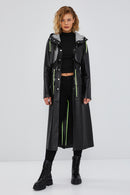 Rihanna Kadın Siyah Kapüşonlu Deri Trençkot | Derimod