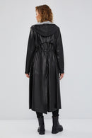 Rihanna Kadın Siyah Kapüşonlu Deri Trençkot | Derimod