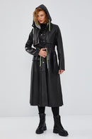 Rihanna Kadın Siyah Kapüşonlu Deri Trençkot | Derimod