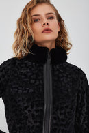 Ida Kadın Siyah Çift Taraflı Kürklü Kısa Deri Ceket | Derimod
