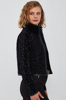 Ida Kadın Siyah Çift Taraflı Kürklü Kısa Deri Ceket | Derimod