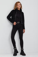 Ida Kadın Siyah Çift Taraflı Kürklü Kısa Deri Ceket | Derimod