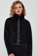 Ida Kadın Siyah Çift Taraflı Kürklü Kısa Deri Ceket | Derimod