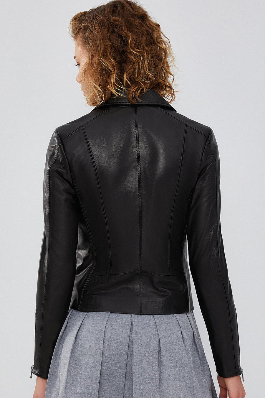 Bella Women's Black Slim-Fit Biker Leather Jacket
