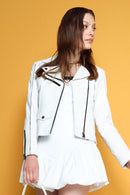 Bella Women's White Slim-Fit Biker Leather Jacket | Derimod