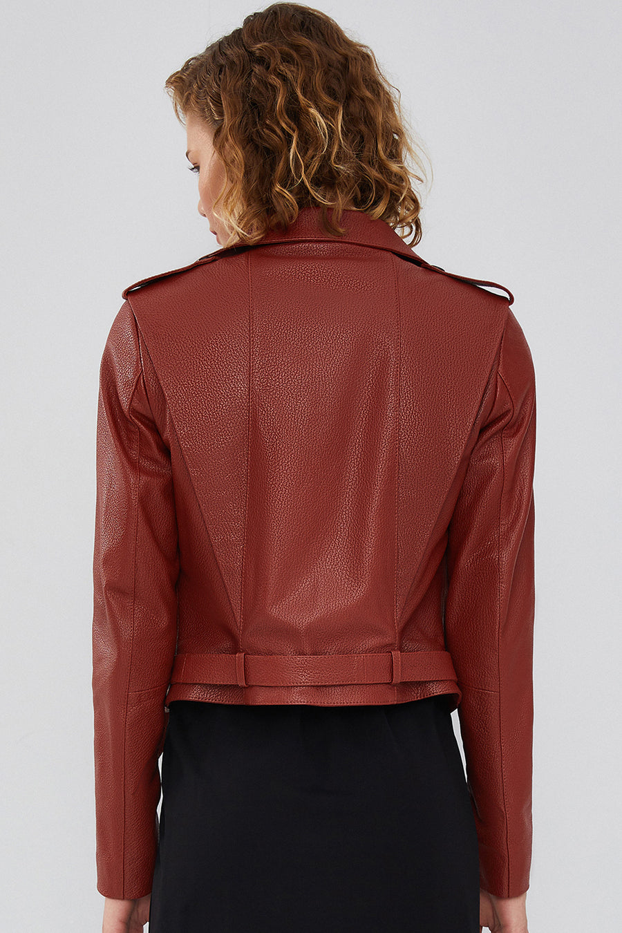 Harper Women's Brown Short Leather Jacket