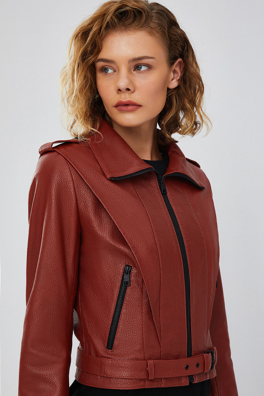 Harper Women's Brown Short Leather Jacket