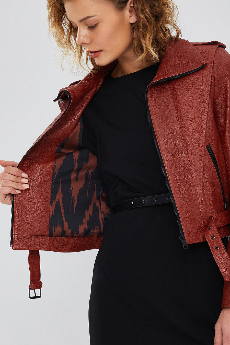 Harper Women's Brown Short Leather Jacket
