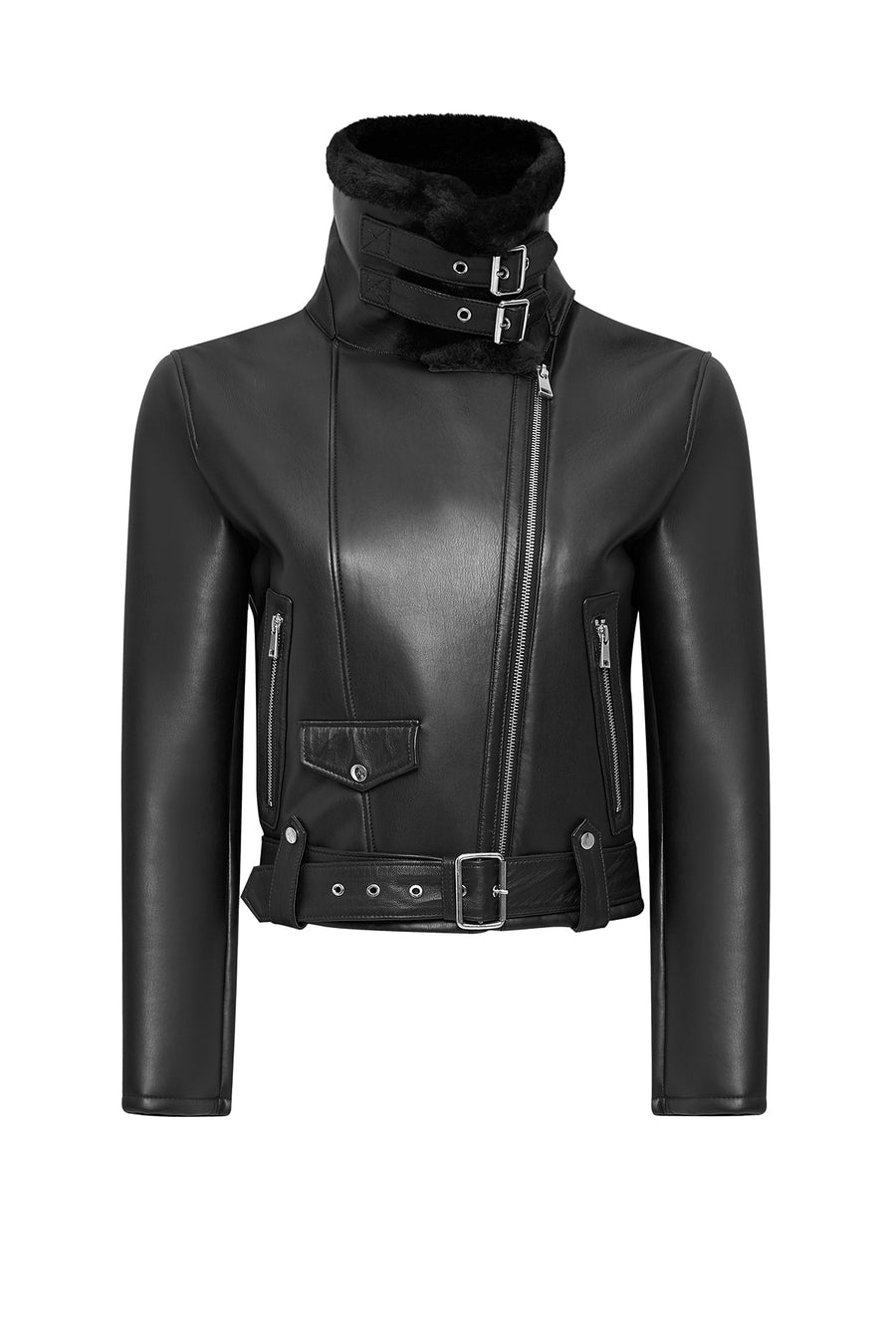 Mexico Kadın Siyah Teddy Biker Deri Ceket