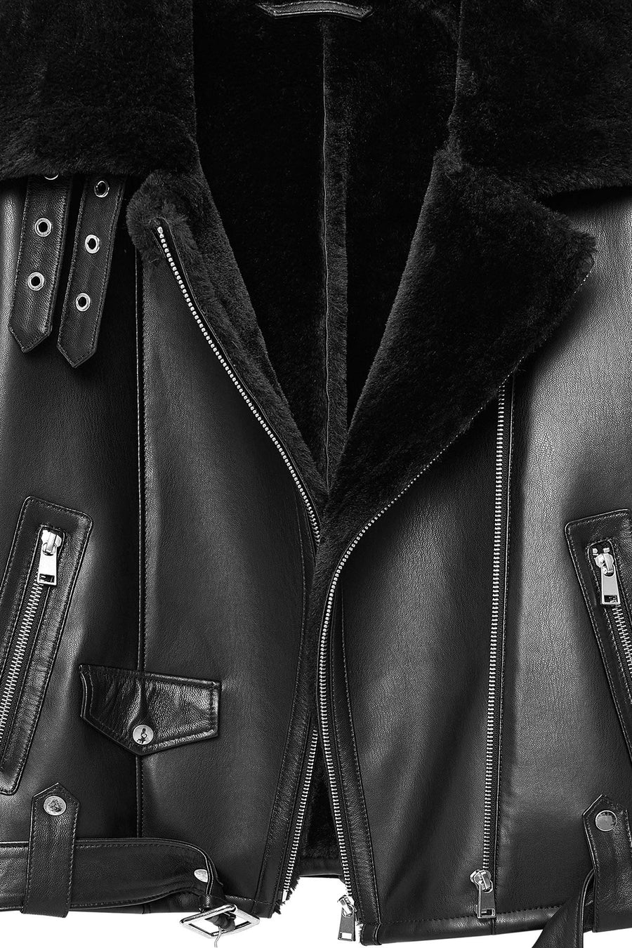 Mexico Kadın Siyah Teddy Biker Deri Ceket