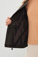 Evita Kadın Siyah Oversize Deri Ceket | Derimod