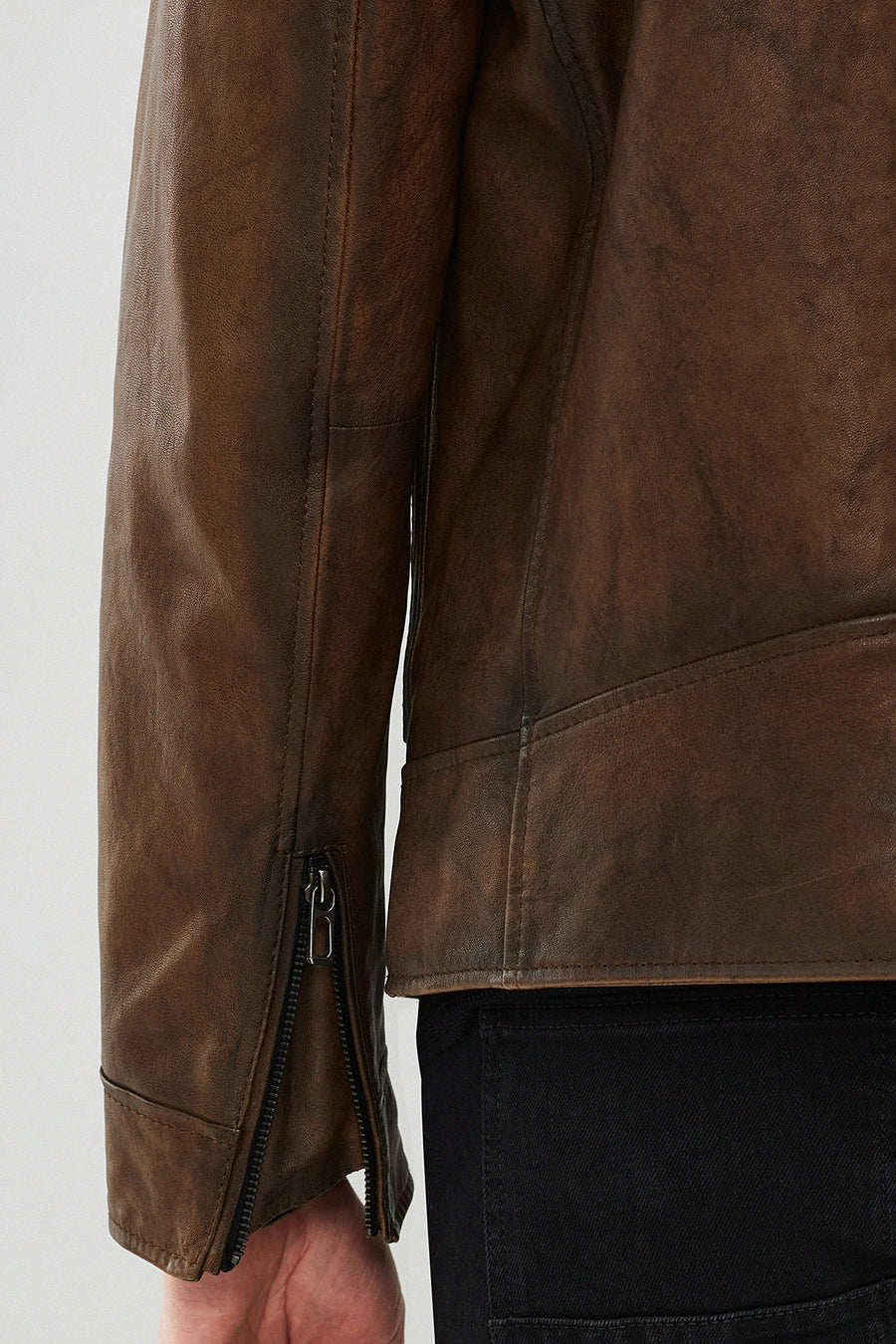 Carter Erkek Kahverengi Biker Deri Mont