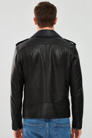 Carter Erkek Siyah Biker Deri Mont | Derimod