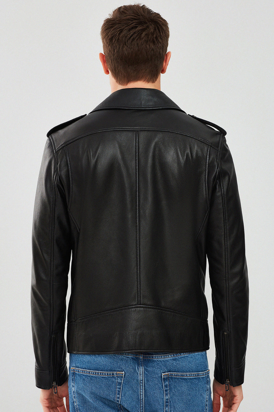 Carter Men's Black Biker Leather Coat